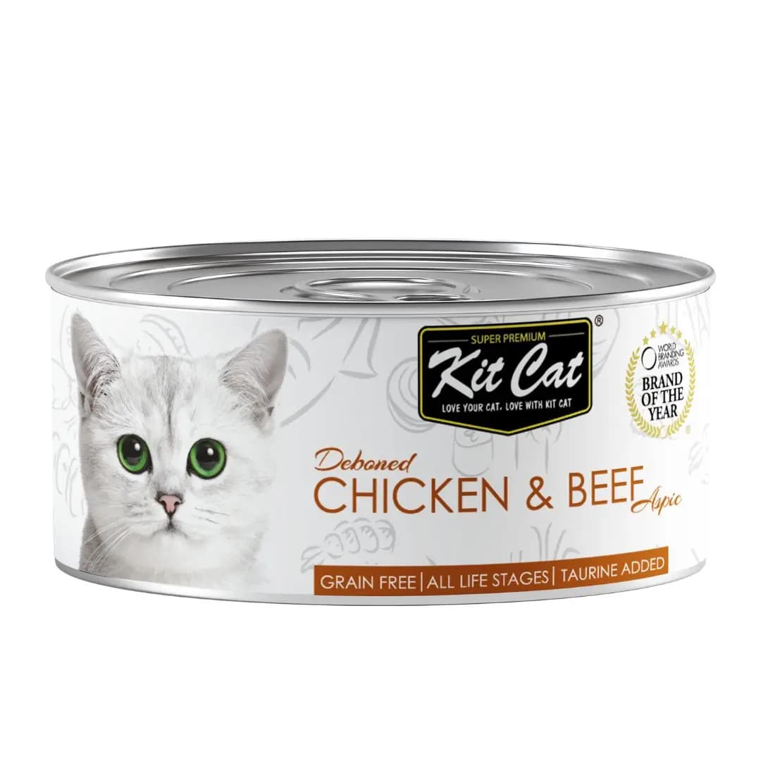 کنسرو گربه با تکه های مرغ و بیف کیت کت –Kit Cat Deboned chicken and beef Toppers
