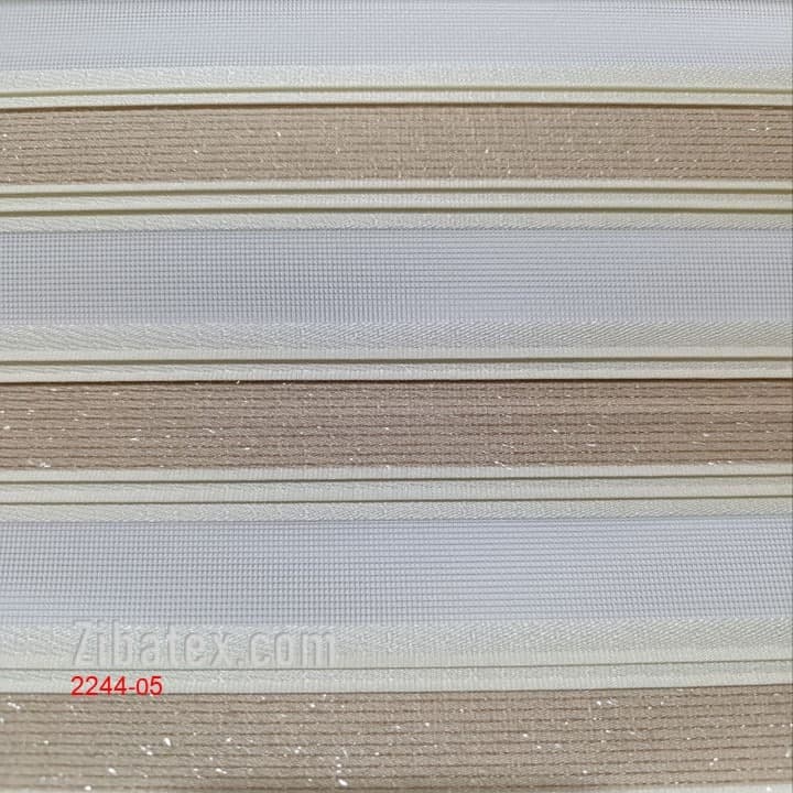 پرده زبرا پلیسه دو سر خط دار – رنگ بژ گرم کد 05_2244 — تصویر ۲