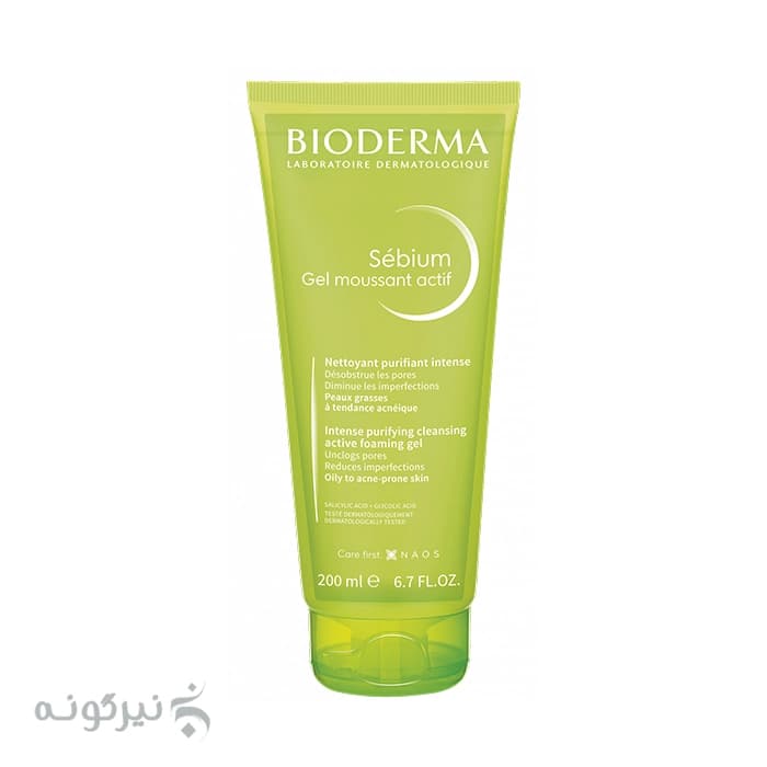 ژل شستشو پوست چرب و مستعد آکنه بایودرما Gel moussant actif
