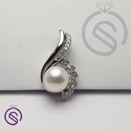 گردنبند نقره زنانه مروارید مدل گندم کد 11418