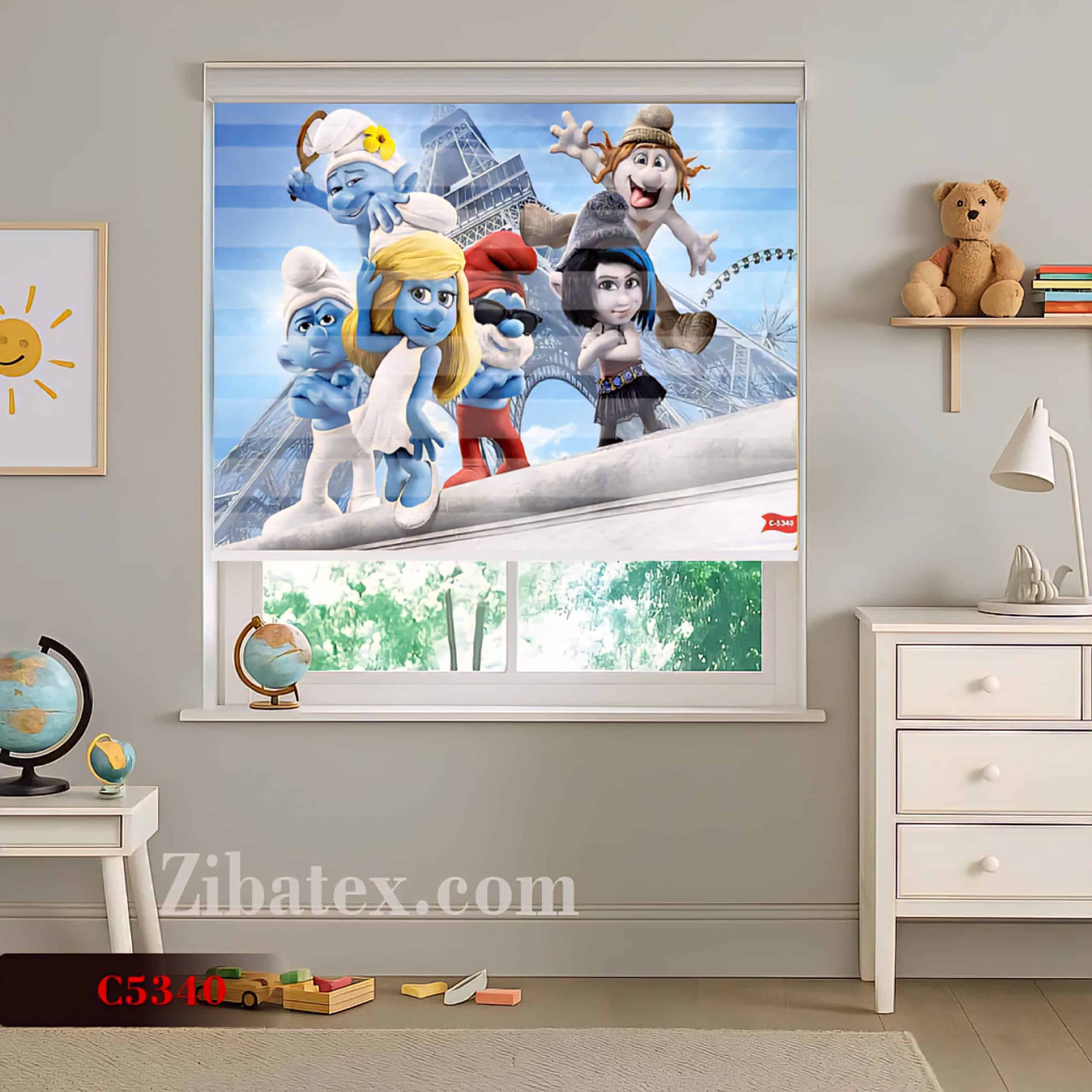 پرده سیلوئت چاپی طرح اسمورف‌ها کد C 5340