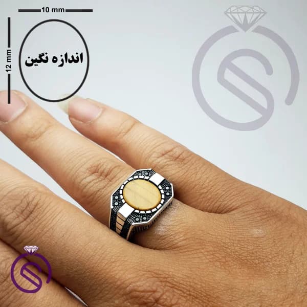 انگشتر نقره چشم ببر مردانه مدل کاوه کد 62441 — تصویر ۲