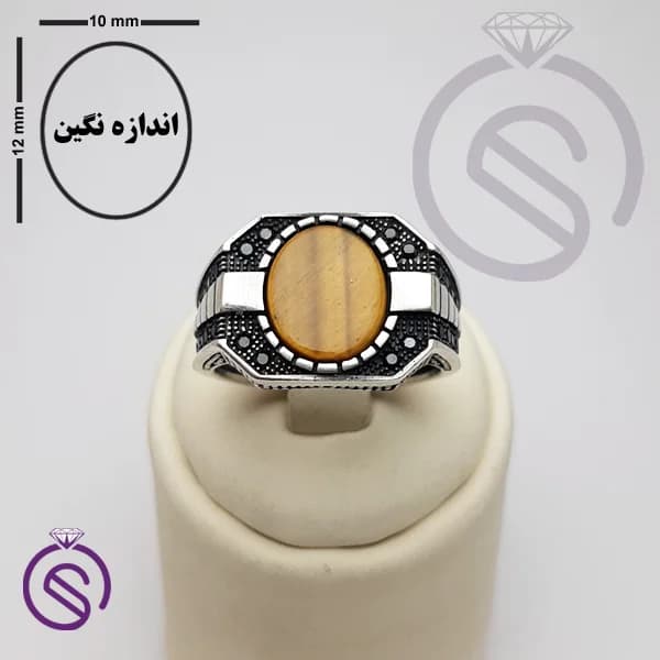 انگشتر نقره چشم ببر مردانه مدل کاوه کد 62441 — تصویر ۵