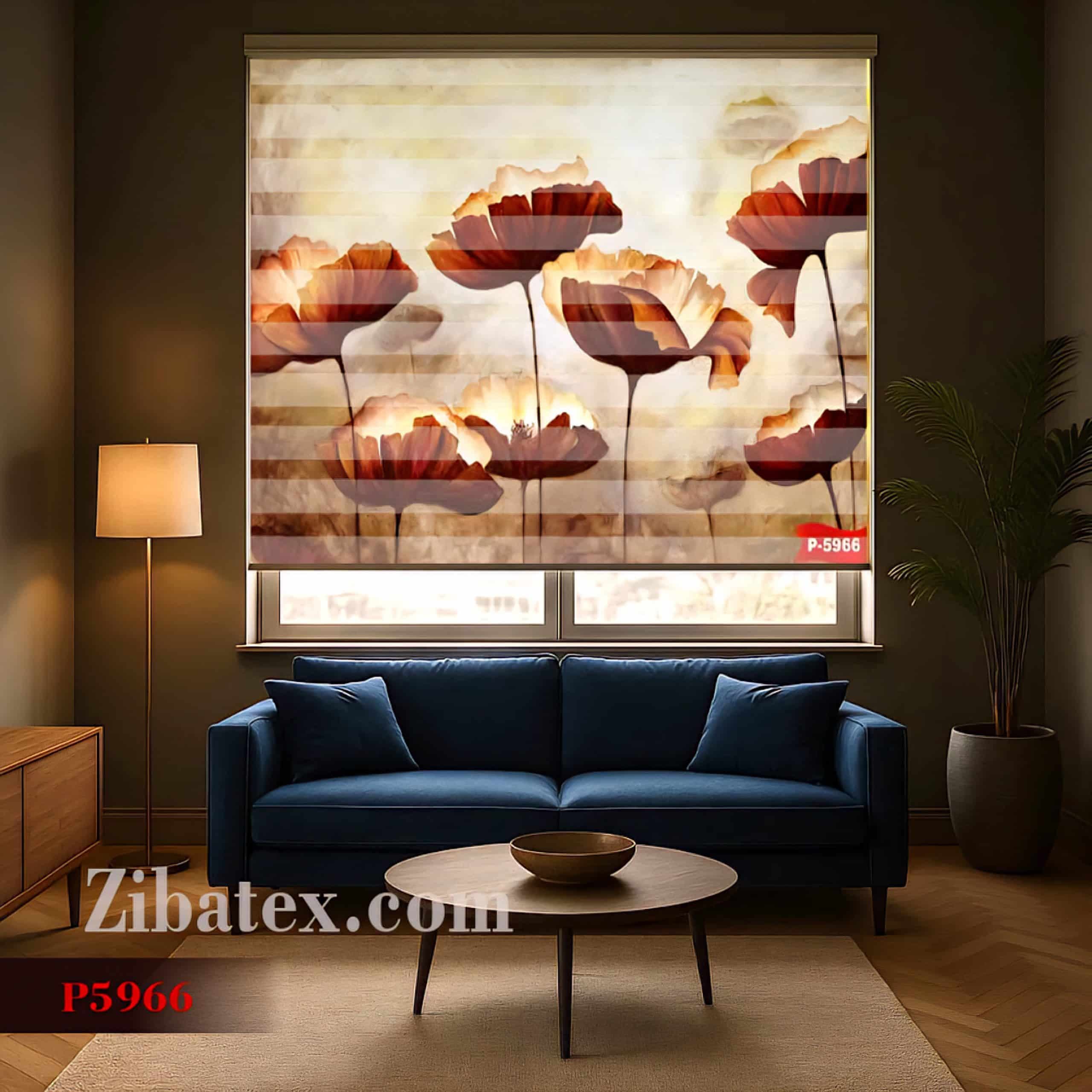 پرده سیلوئت چاپی طرح گل پاییزی کد P 5966