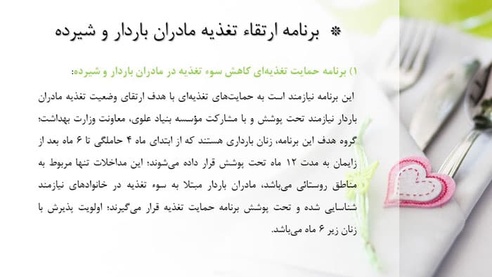 پاورپوینت برنامه های کشوری دفتر بهبود تغذیه جامعه (24763) — تصویر ۵