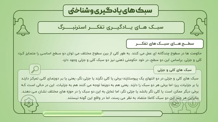 پاورپوینت نظریه ها و مدل های سبک های یادگیری و شناختی (24750) — تصویر ۴