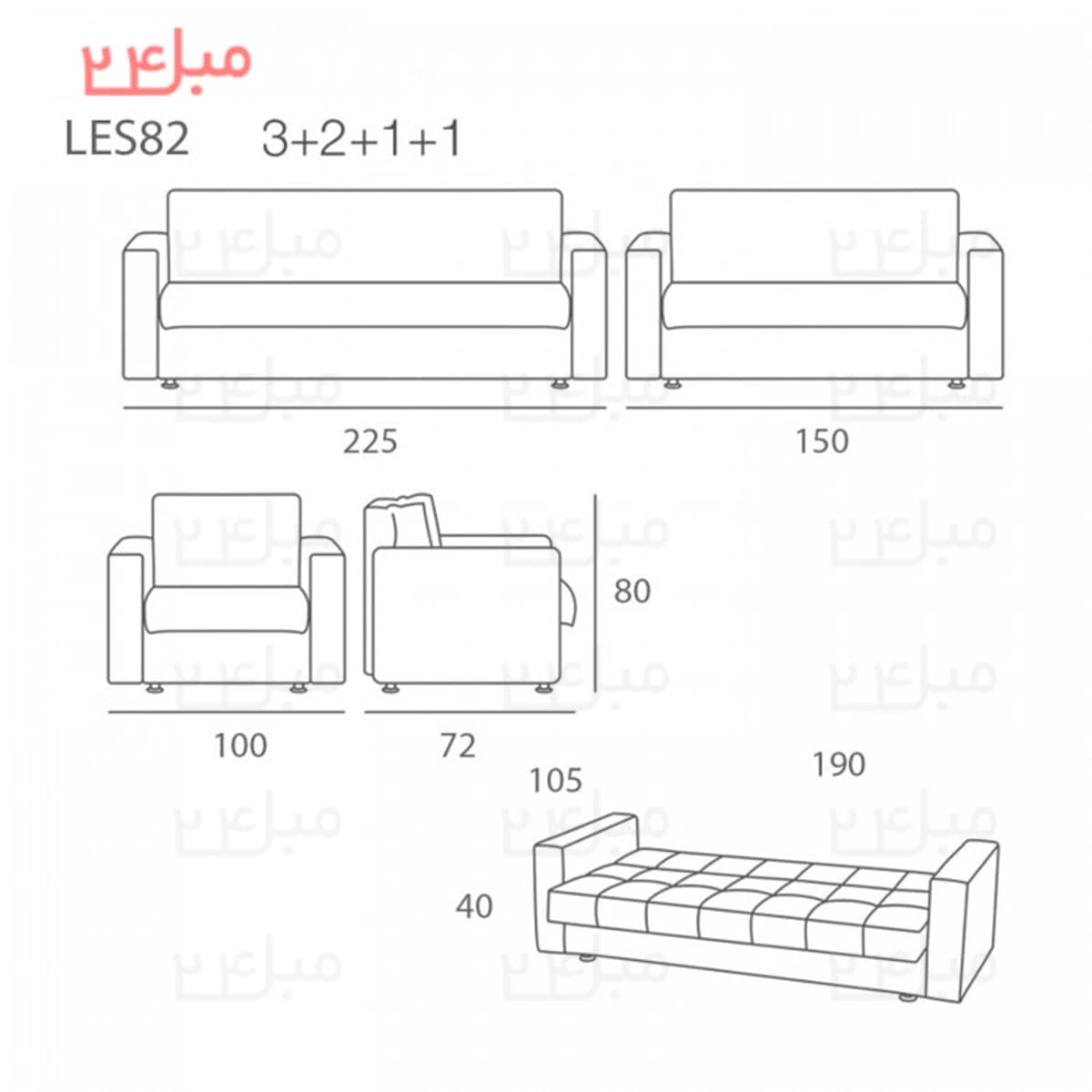 ست مبل راحتی تختخواب شو ( تخت شو ) 7 نفره مدل S82 — تصویر ۵