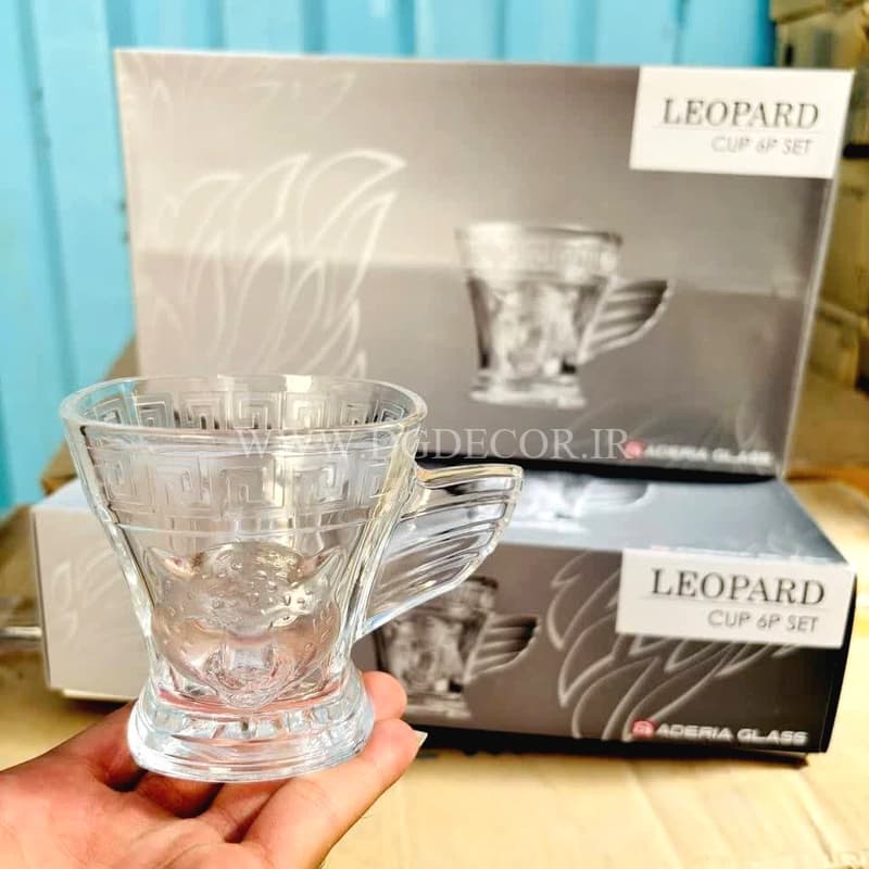 فنجان چای خوری شش عددی برجسته ورساچه وارداتی LEOPARD