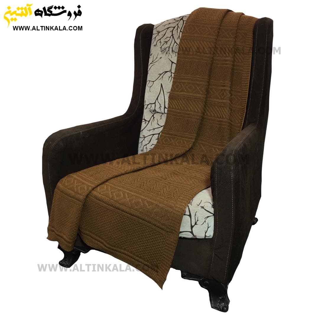 شال مبل بافت (رومبلی) سوپر (تراکم بالا) طرح ارکیده سایز 150×200 قهوه ای — تصویر ۲