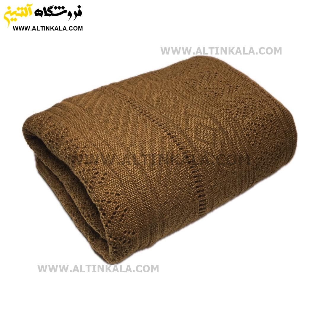 شال مبل بافت (رومبلی) سوپر (تراکم بالا) طرح ارکیده سایز 150×200 قهوه ای