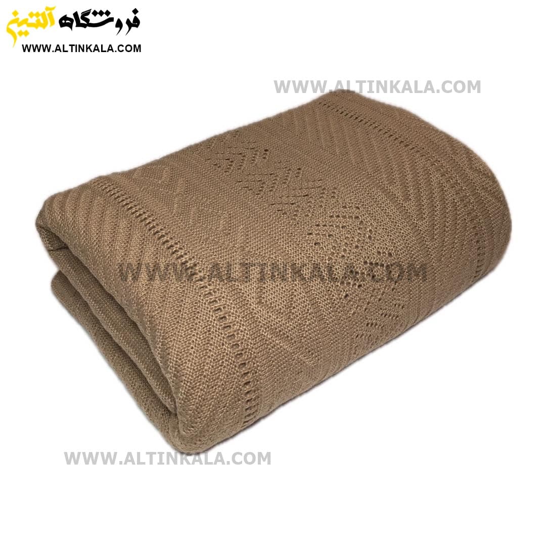 شال مبل بافت (رومبلی) سوپر (تراکم بالا) طرح ارکیده سایز 150×200 نسکافه ای