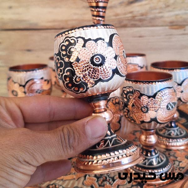 سرویس شربت خوری مسی نقره کوب — تصویر ۴