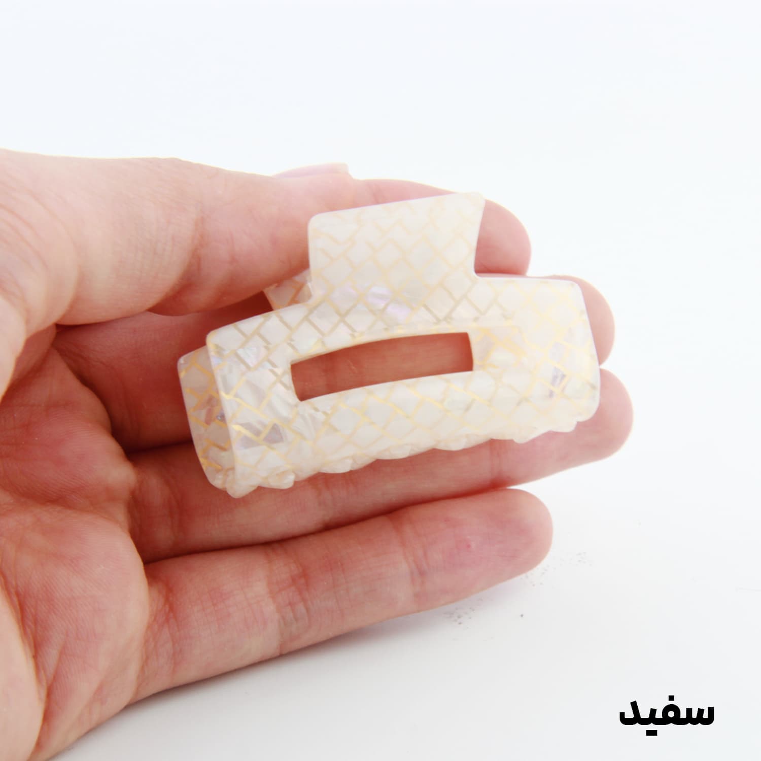 کلیپس دخترانه مدل بند انگشتی مستطیل تو خالی خطی — تصویر ۳