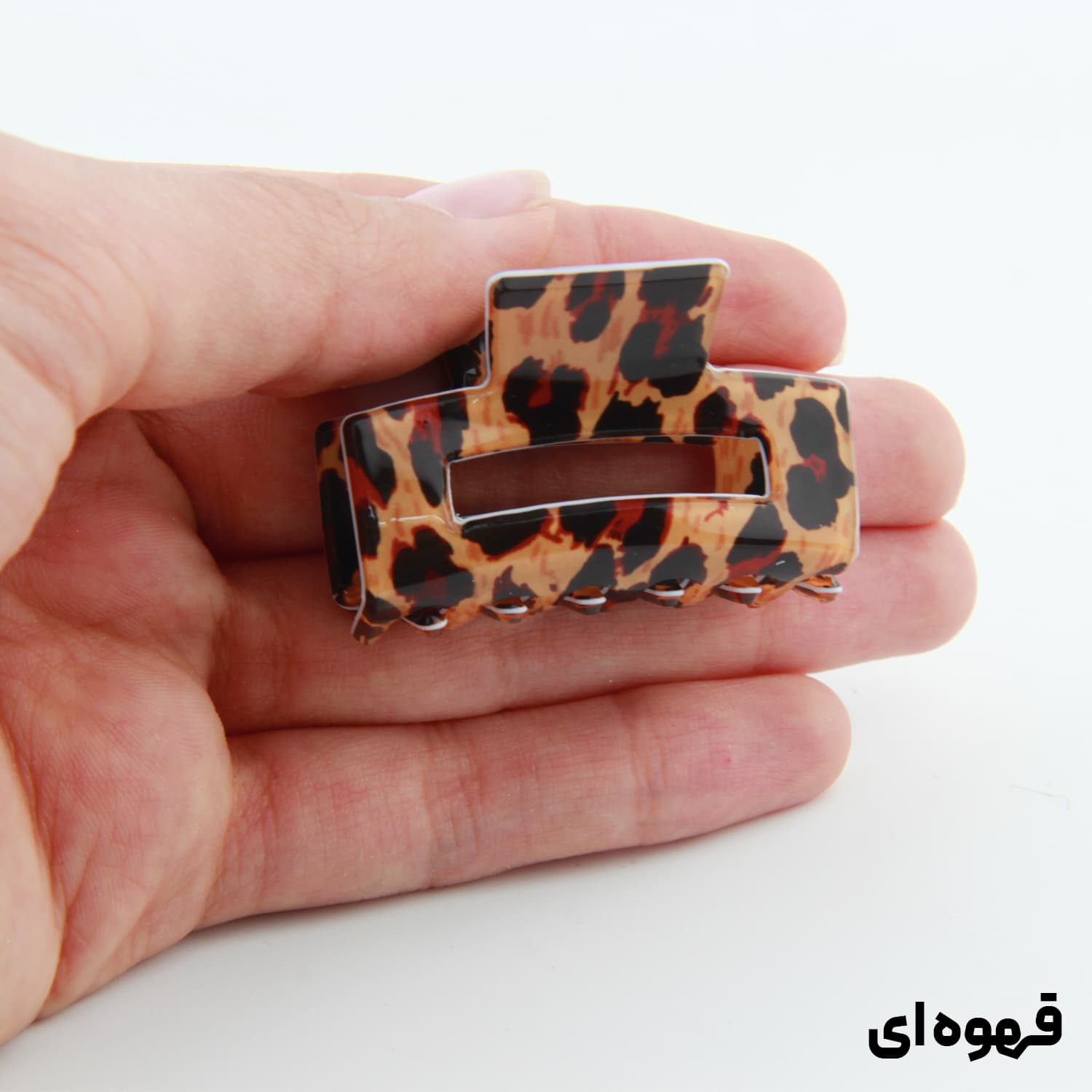 کلیپس دخترانه مدل بند انگشتی طرح مستطیل تو خالی پلنگی — تصویر ۳