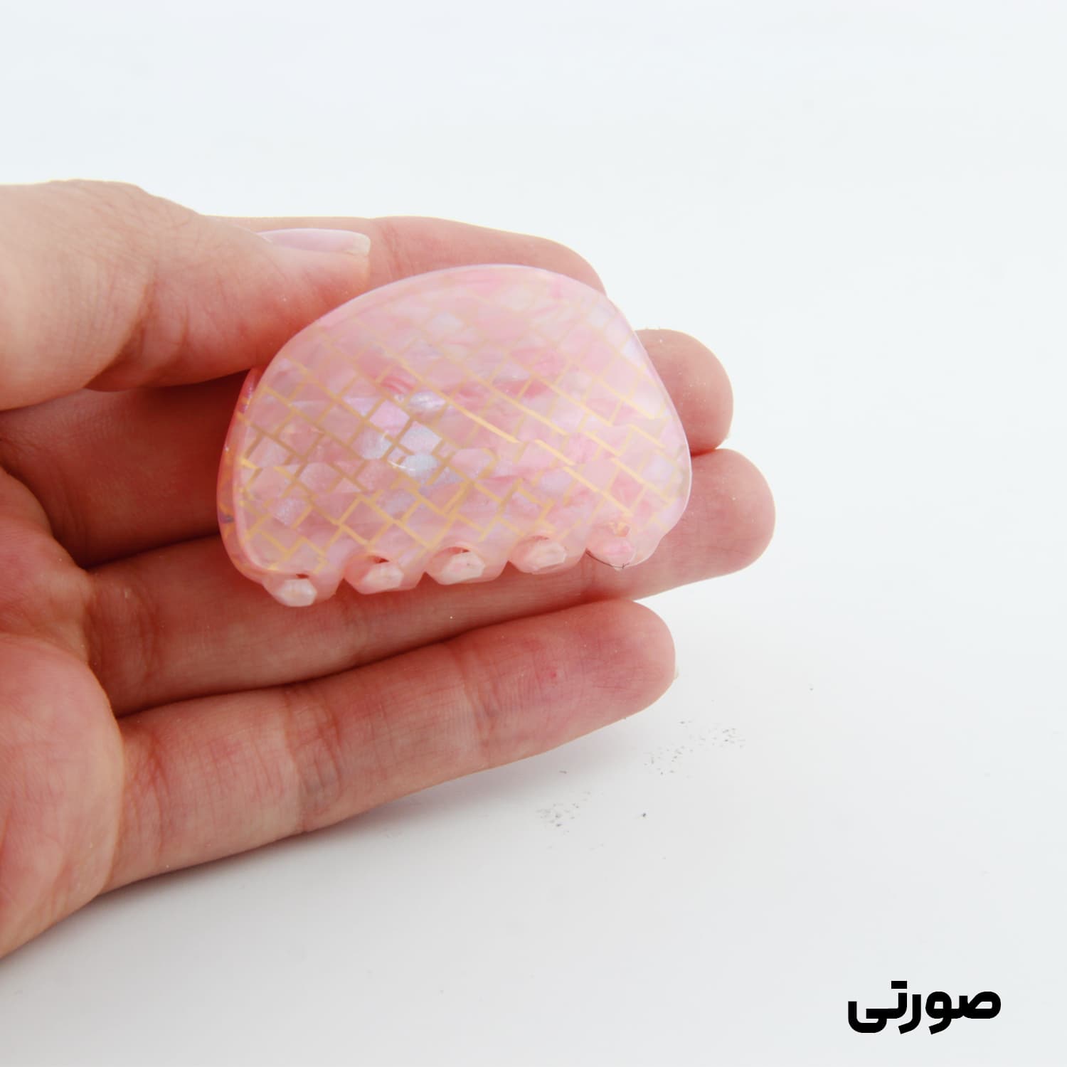 کلیپس دخترانه مدل بند انگشتی طرح صدفی خطی — تصویر ۲
