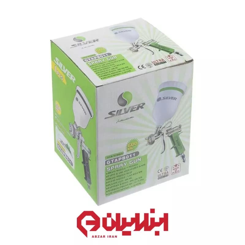 پیستوله دو تنظیم E70 با سوزن و نازل برنجی 1.6 میلیمتری سیلور مدل GTAPB011 — تصویر ۴