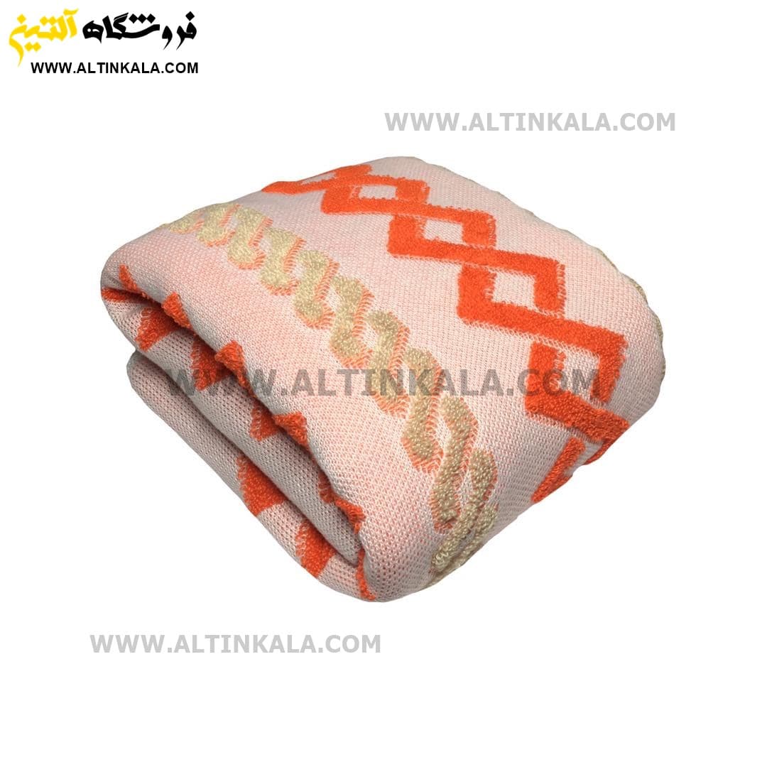 شال مبل بافت (رومبلی) سوپر (تراکم بالا) طرح ونیز سایز 150×200 نارنجی
