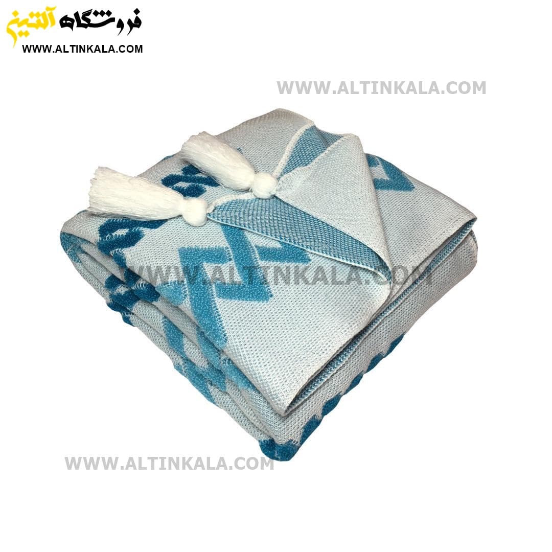 شال مبل بافت (رومبلی) سوپر (تراکم بالا) طرح ونیز سایز 150×200 فیروزه ای — تصویر ۲