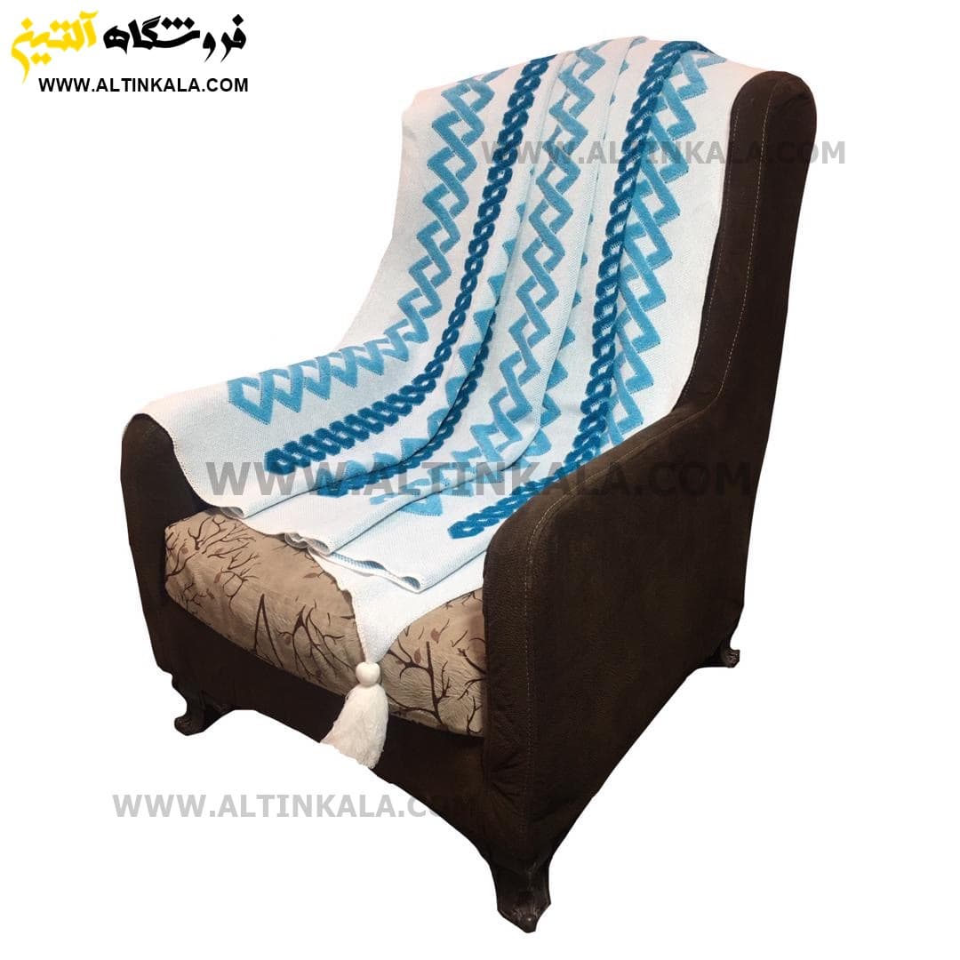 شال مبل بافت (رومبلی) سوپر (تراکم بالا) طرح ونیز سایز 150×200 فیروزه ای — تصویر ۴