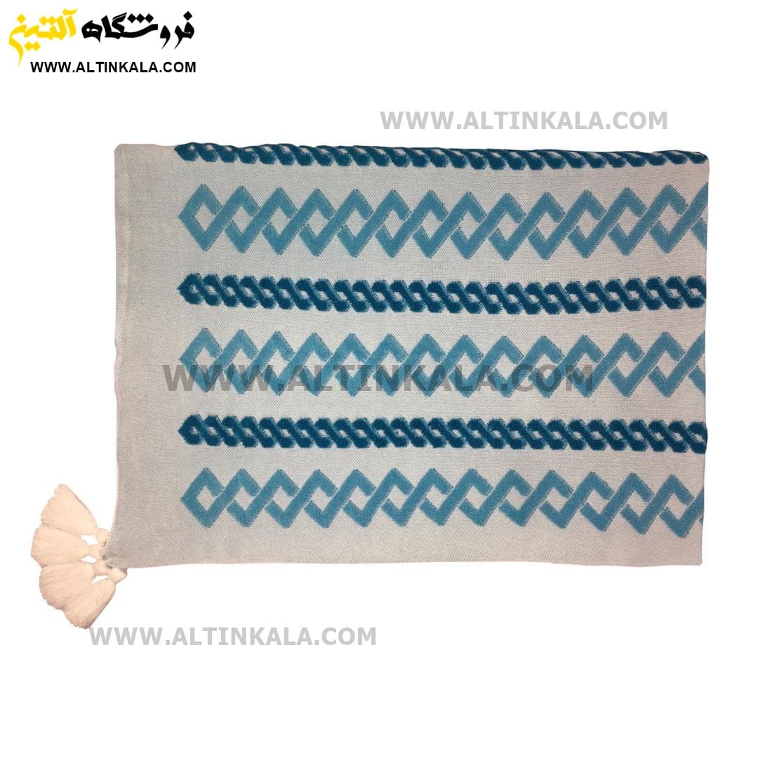 شال مبل بافت (رومبلی) سوپر (تراکم بالا) طرح ونیز سایز 150×200 فیروزه ای — تصویر ۳