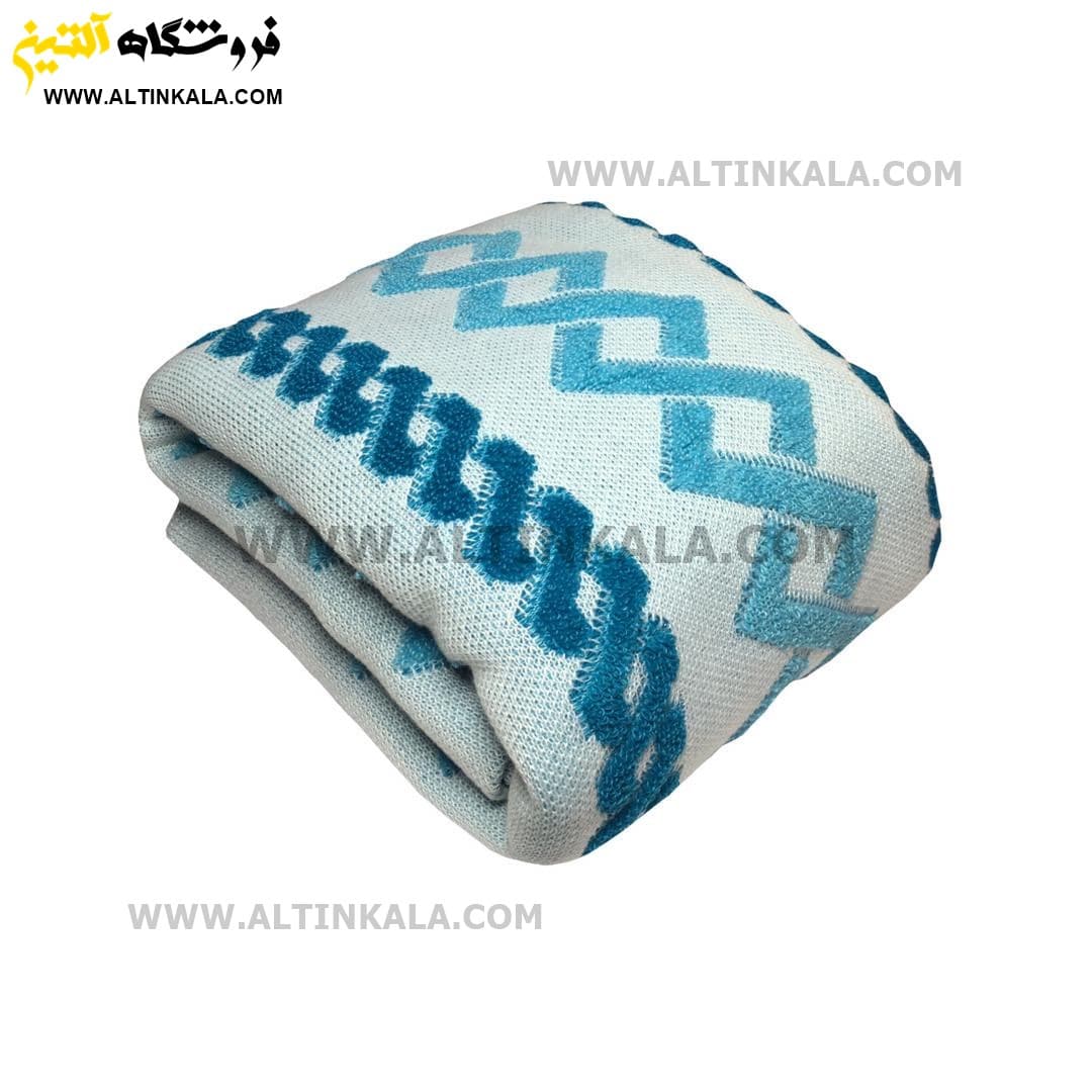 شال مبل بافت (رومبلی) سوپر (تراکم بالا) طرح ونیز سایز 150×200 فیروزه ای