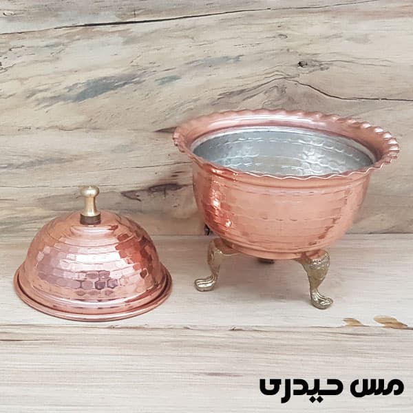 قندان مسی چکشی سه پایه برنجی — تصویر ۲