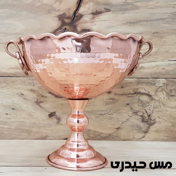 شکلات خوری مسی چکشی گوشواره دار — تصویر ۳