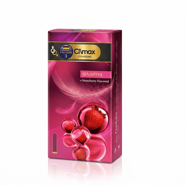 کاندوم ساده کلایمکس توت فرنگی مدل Sensitive (بسته 12 عددی) — تصویر ۲