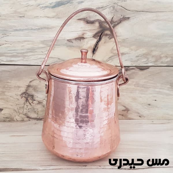 دیزی خوری مسی چکشی طرح ماهور — تصویر ۲
