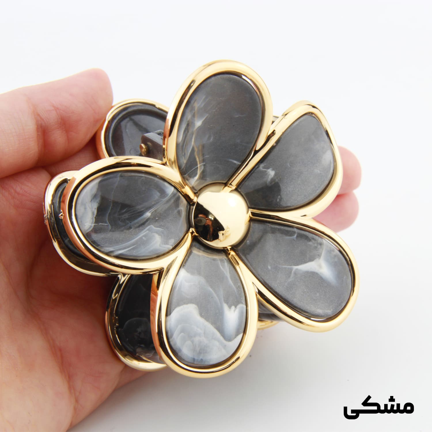 کلیپس دخترانه مدل سنگی طرح پلومریا دور طلایی — تصویر ۳