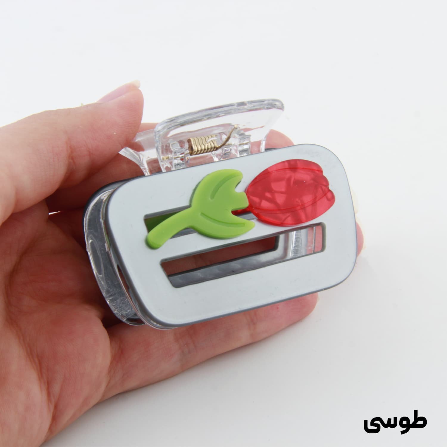 کلیپس دخترانه مدل گل لاله مربعی — تصویر ۵