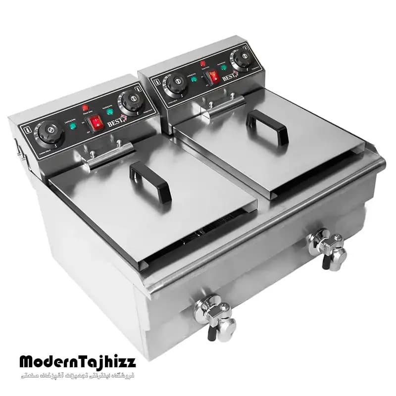 سرخ کن دو لگنه برقی با شیر تخلیه مدل PT-169 بست BEST