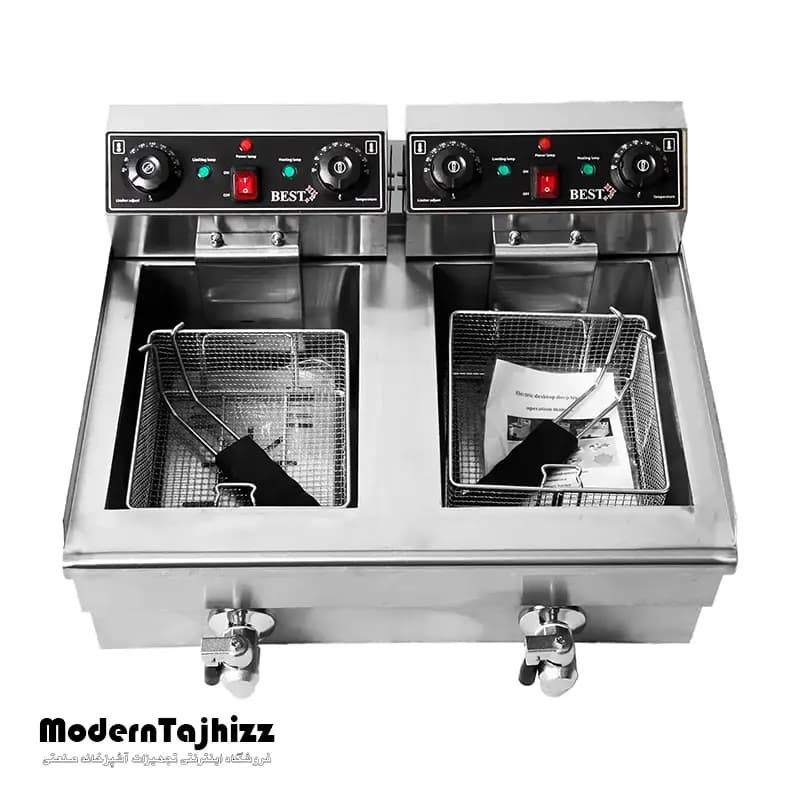 سرخ کن دو لگنه برقی با شیر تخلیه مدل PT-169 بست BEST — تصویر ۴