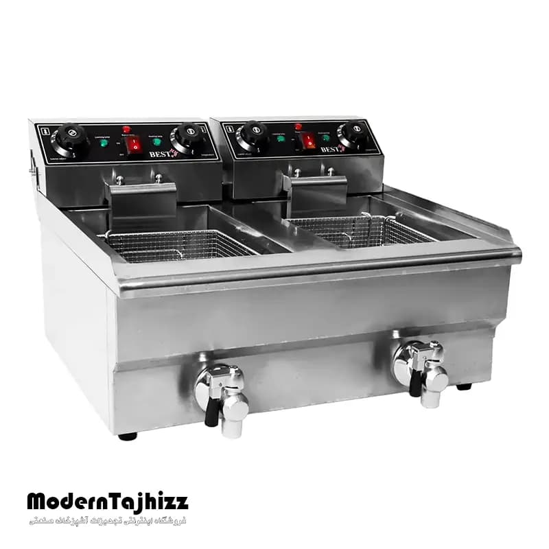 سرخ کن دو لگنه برقی با شیر تخلیه مدل PT-169 بست BEST — تصویر ۳