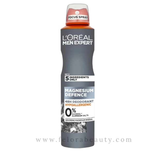 اسپری دئودورانت لورآل مردانه Magnesium Defence حجم 250 میل