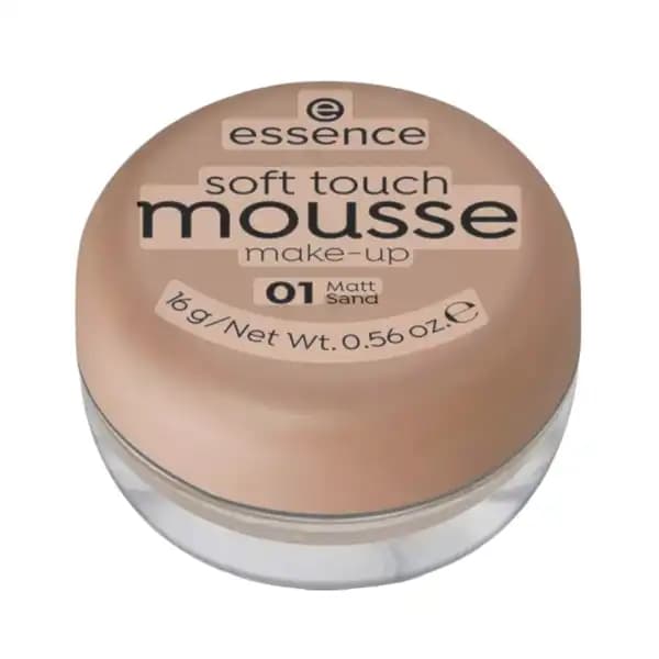 موس اسنس مدل Soft Touch Mousse Make-Up شماره 01 رنگ Matt Sand حجم 16 گرم