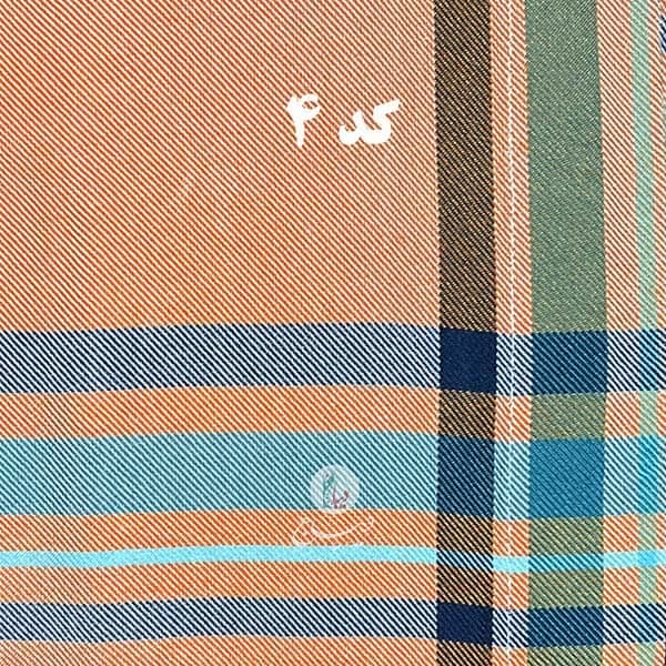 حوله پالتویی نخی اعلا چهارخانه نارنجی — تصویر ۷