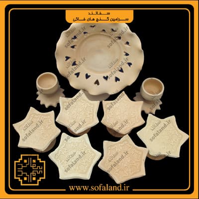ست هفت سین نقش دار پایه دار سفالند — تصویر ۲