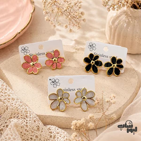 گوشواره فانتزی میخی طرح گل کد 810
