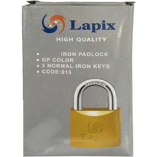 قفل آویز 63 طلایی مغزی تمام برنج لاپیکس LAPIX — تصویر ۲