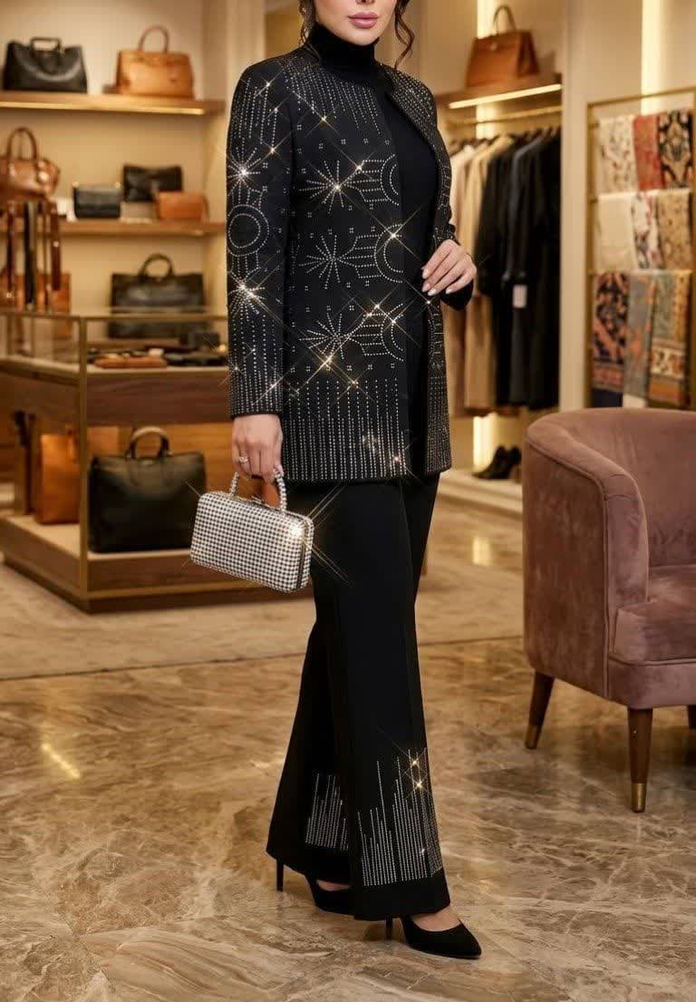 کت شلوار نگینکاری مجلسی — تصویر ۳