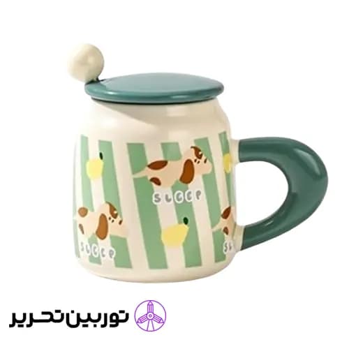 ماگ سرامیکی دربدار طرح سگ – رنگ سبز