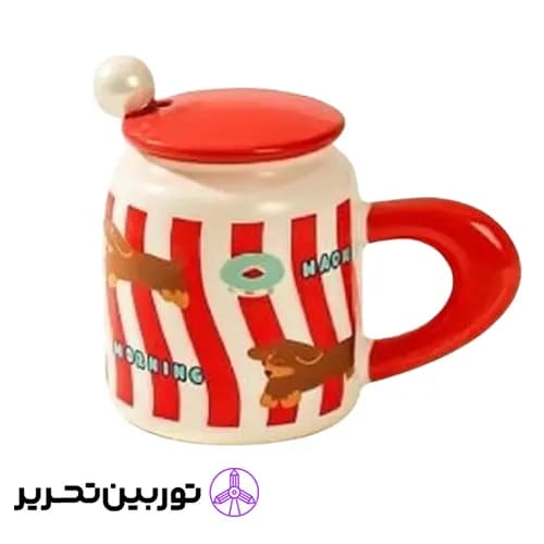 ماگ سرامیکی دربدار طرح سگ – رنگ قرمز