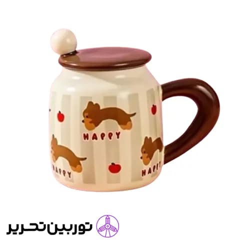 ماگ سرامیکی دربدار طرح سگ – رنگ قهوه ای