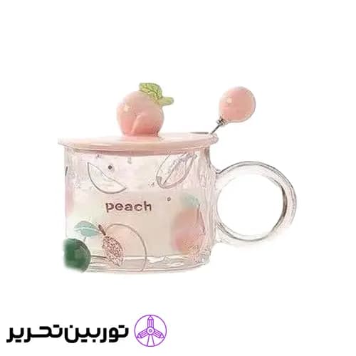 ماگ شیشه ای میوه درب سرامیکی 574-44- طرح هلو