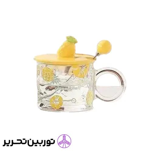 ماگ شیشه ای میوه درب سرامیکی 574-44- طرح لیمو