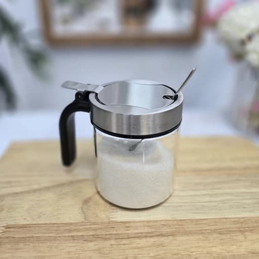 شکر پاش قاشق دار دسته دار درب استیل — تصویر ۴
