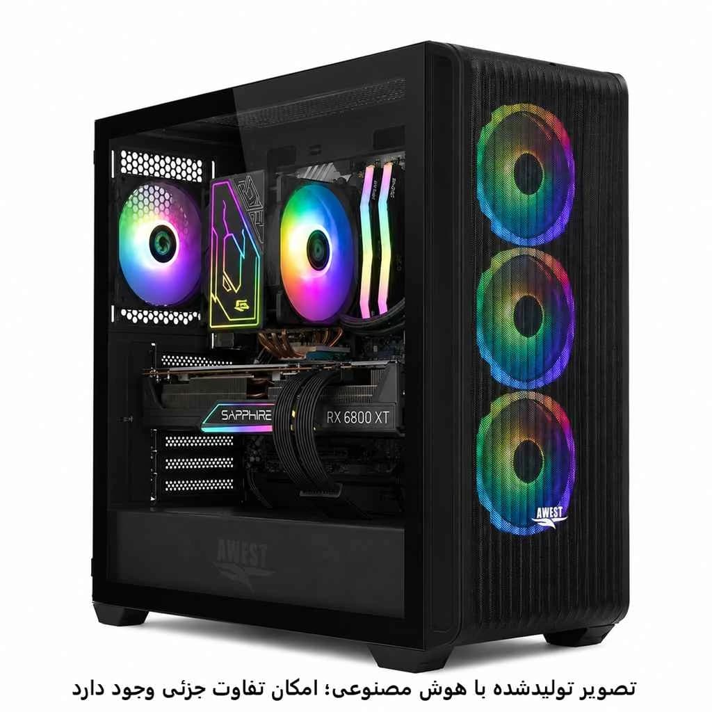 کیس اسمبل شده گیمینگ 7500f- A620mk- 32GB DDR5- SSD 1TB- RX6800 XT 16GB کد GS003-1