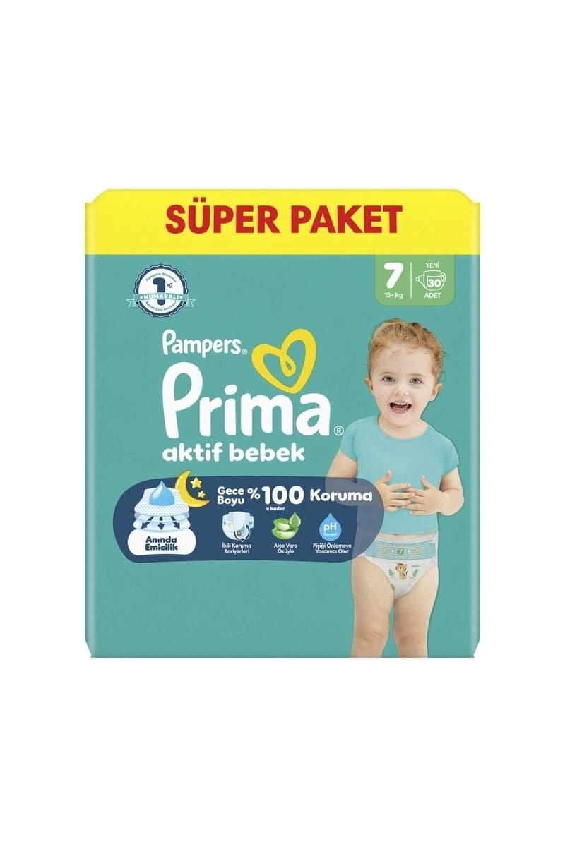 پوشک بچه سایز 7 پریما (prima) بسته 30 عددی