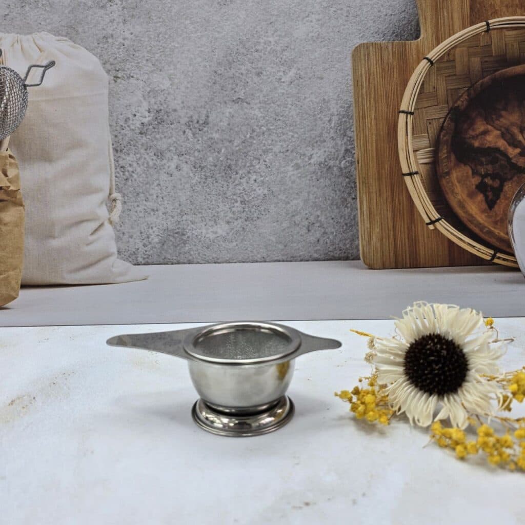 صافی چای پایه دار استیل برند شنگیا — تصویر ۲
